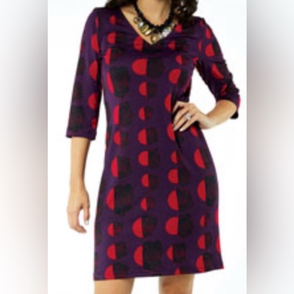 Tracy Negoshian Red and Purple Floral Dress New NWT Roses Valentine’s Day